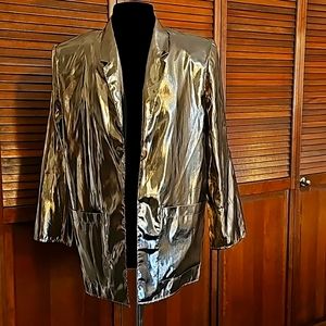Vintage Francine Browner 70s Disco golden open front jacket made in USA